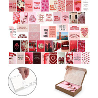 A Baby Cherry 50 Pieces Wall Art Peel-N-Stick-Wall Collage Kit| Aesthetic Room Decor items | Wall Decoration Posters | Wall Posters Aesthetic | Aesthetic Wall Decor | Aesthetic Wall Decor | Self Adhesive Wall Posters (4 X 6 Inches) Red