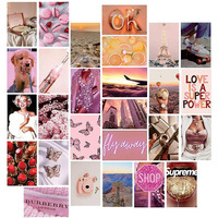 a baby cherry 27 Pieces Peel-N-Stick-Wall Collage Kit| Aesthetic Room Decor items | Wall Posters Aesthetic | Aesthetic things for girls | Girl Room Decor items for Bedroom (4 X 6 Inches) (Dusty Pink)