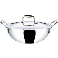 Vinod Platinum Triply Stainless Steel Extra Deep Kadai with Lid 5.5 Litre (30 cm) | 2.5mm Thick | Stainless Steel Cookware | 5 Year Warranty | Induction & Gas Base