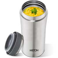 Milton Optima 420 Thermosteel Hot and Cold Flask, 420 ml, Silver | Vacuum Insulated | Rust Proof | Leak Proof | Tea | Coffee | Juice
