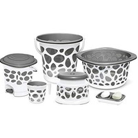 Milton Duplex Spa 6 Round Printed Bathroom Set, Set of 6, Grey