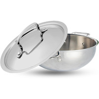Kraft Futuretec Triply Stainless Steel Cookware Kadai with lid - 3.3 litre, 24 cm / 2.5 mm Thick Extra Deep Kadhai/Kadai Induction and Gas Base / 5 Years Warranty