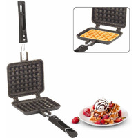 Orange Aluminium Non Stick Heavy Thickness Toast Sandwich Maker With Cool Touch Handle Free Nylon Tongs And Scrubber|Jumbo Bread Non-Electric Sandwich Maker |Black (Waffle Maker) - 1000 Watts