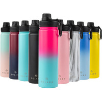 SOLARA Insulated Water Bottle 650ml, Hot Water Bottle, Thermosteel Water Bottle for Travel, Home, Office, School, Gym, Adults, Water Bottle Hot and Cold, Sipper Bottle, Pink Aqua