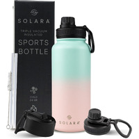 SOLARA Insulated Water Bottle 1000ml, Hot Water Bottle, Thermosteel Water Bottle for Travel, Home, Office, School, Gym, Adults, Water Bottle Hot and Cold, Sipper Bottle, Pink Teal