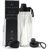 SOLARA Insulated Water Bottle 1000ml, Hot Water Bottle, Thermosteel Water Bottle for Travel, Home, Office, School, Gym, Adults, Water Bottle Hot and Cold, Sipper Bottle, Elegant Marble