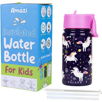 SOLARA Water Bottle for Kids 450ml, Kids Water Bottle, Sipper Bottle for Kids, Thermosteel Kids Bottle, Stainless Steel Water Bottle for Kids, Straw Bottle for Kids, Unicorn