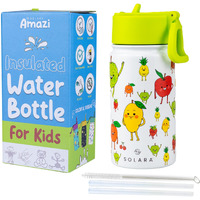 SOLARA Water Bottle for Kids 450ml, Kids Water Bottle, Sipper Bottle for Kids, Thermosteel Kids Bottle, Stainless Steel Water Bottle for Kids, Straw Bottle for Kids, Fruit