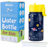 SOLARA Water Bottle for Kids 450ml, Kids Water Bottle, Sipper Bottle for Kids, Thermosteel Kids Bottle, Stainless Steel Water Bottle for Kids, Straw Bottle for Kids, Galaxy