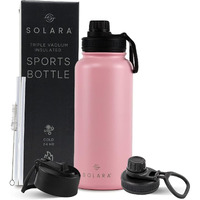 SOLARA Insulated Water Bottle 1000ml, Hot Water Bottle, Thermosteel Water Bottle for Travel, Home, Office, School, Gym, Adults, Water Bottle Hot and Cold, Sipper Bottle, Angle Pink