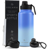 SOLARA Insulated Water Bottle 1000ml, Hot Water Bottle, Thermosteel Water Bottle for Travel, Home, Office, School, Gym, Adults, Water Bottle Hot and Cold, Sipper Bottle, Blue Wave
