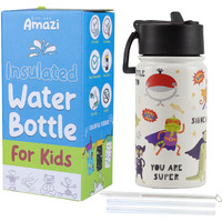 SOLARA Water Bottle for Kids 450ml, Kids Water Bottle, Sipper Bottle for Kids, Thermosteel Kids Bottle, Stainless Steel Water Bottle for Kids, Straw Bottle for Kids, Animal Heroes