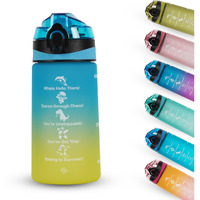 SOLARA 500ML Sipper Water Bottle with Motivational Time Marker, Sipper Bottle for Kids, Water bottle for Home, School | Yellow Blue | 500 ML