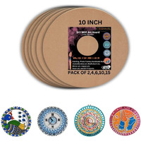Anshatoz Round Wooden Canvas 10 inch MDF Art Board Sheet 3mm Used for Art, Craft, Painting, Mandala,Resin,Lippan Art, Decoration,Cake Base,Children Creativity DIY Set (Pack of2)