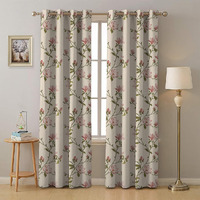 SPACES DRAPE STORY Premium Printed Blackout Curtain With Lining, Set Of 2, 9Ft Long Door Curtains, Pink