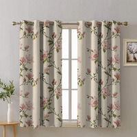 SPACES DRAPE STORY Premium Printed Blackout Curtain With Lining, Set Of 2, 5Ft Window Semi Sheer Curtains, Pink