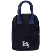 EcoRight Cotton Canvas Lunch Bag with Bottle Holder (Navy Blue, 703)