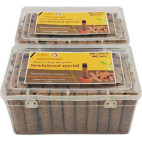GAVO HARSHIDDHI Natural Cow Dung Spl Sandalwood Chandan Dhoop Batti - 120 Pieces Natural Organic Herbs Incense Dhoop Sticks for Puja Hawan Prayer 2.5 inches