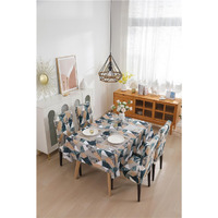 Crudly Table Cloth Matching Dining Chair Cover Set Waterproof Oil Proof Rectangle Pvc Table Covers Seat Protector Elastic Chair Cover Multicolour(140x220, 1 Table Cover + 6 Chair Cover, Antique Prism)