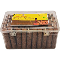 GAVO HARSHIDDHI Natural Cow Dung Spl Sandalwood Chandan Dhoop Batti - 60 Pieces Natural Organic Herbs Incense Dhoop Sticks for Puja Hawan Prayer 2.5 inches