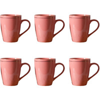Femora Gold Series Ceramic Coffee Mug - Set of 6 (360ML) Multi - Color Tea Cups, Stackable, Chip Resistant, Large Serving Coffee Cup, Ideal Coffee Mug for Gift - Peach