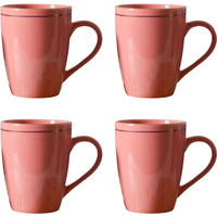 Femora Gold Series Ceramic Coffee Mug - Set of 4 (360ML) Multi - Color Tea Cups, Stackable, Chip Resistant, Large Serving Coffee Cup, Ideal Coffee Mug for Gift - Peach
