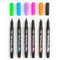 FLAIR Creative Series Outline Metallic Paint Marker Pens | Double Line Drawing Pens For Scrapbook, DIY Photo Album, Painting, Greeting Cards, Glitter Doodle, Rock & Glass Painting, Fabric | 6 Shades