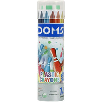 Doms 14 Shades Erasable Plastic Crayons Round Tin Box|Smooth&Even Shading|Bright&Playful Colors|Free Sharpner Inside|Non-Toxic&Safe for Childrens|Pack of 1|Multicolor