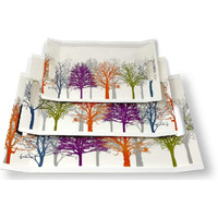 FEDOY Crystal Melamine Serving Tray (Multicoloured, White, Medium and Large Size) -Set of 2 Villari Series(Rectangular)