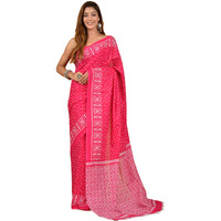 Kiaaron Handicrafts Womens Ikat Hand Block Print Jaipuri Cotton Mulmul Saree with Blouse Piece - _SH_53
