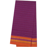 Neyge Women Ilkal Irkal Traditional Woven Jari Border Cotton Blended Star Pattern Stripe Pallu Saree (Dark Pink)