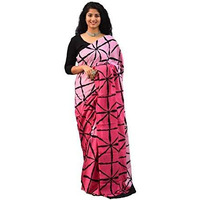 Kiaaron Womens Hand Block Kalamkari Batik Bagru Jaipuri Ikat Printed Handloom Pure Cotton Mulmul Traditional Ethnic Cotton Sarees With Printed Blouse Piece - Pink