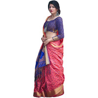 DEVANGI FASHION Womens Woven Silk Saree With Blouse Piece (DF_Patola_115_Pink)