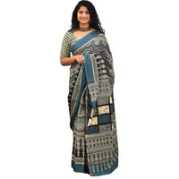 Kiaaron Womens Ikat Hand Block Print Jaipuri Cotton Mulmul Saree with Blouse Piece - Multi_439