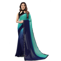 Regolith Designer Sarees for women Multi-Colored georgette sadi for women unstitched blouse pieces (Rama)