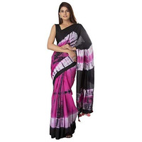 Kiaaron Womens Hand Block Kalamkari Batik Bagru Jaipuri Ikat Printed Handloom Pure Cotton Mulmul Traditional Ethnic Cotton Sarees With Printed Blouse Piece - Pink
