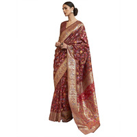AKHILAM Womens Silk Blend Woven Design Celebrity Saree With Blouse Piece (Maroon_KSHFA201001J)