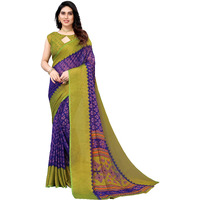 Bee M Pee Designer Womens Woven Chiffon Brasso sarees for women Blue Free