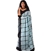 Kiaaron Womens Hand Block Kalamkari Batik Bagru Jaipuri Ikat Printed Handloom Pure Cotton Mulmul Traditional Ethnic Cotton Sarees With Printed Blouse Piece - Sky
