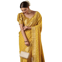 AKHILAM Womens Woven Design Ethnic Motif Georgette Kanjeevaram Saree With Unstiched Blouse Piece (Yellow_ARYA3004_FL)
