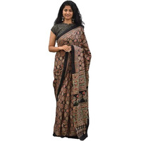 Kiaaron Womens Ikat Hand Block Print Jaipuri Cotton Mulmul Saree with Blouse Piece - Multi_427