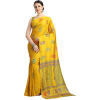 EthnicJunction Womens Silk Saree With Blouse Piece (Ej5004-1001-Discharge-Yellow_Yellow)