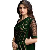 Flosive Womens Kanjivaram Silk Saree With Handloom Weaving Work With Blouse (GREEN G)
