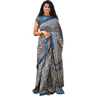 Kiaaron Womens Ikat Hand Block Print Jaipuri Cotton Mulmul Saree with Blouse Piece - Multi_424
