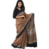 Kiaaron Womens Hand Block Kalamkari Batik Bagru Jaipuri Ikat Printed Handloom Pure Cotton Mulmul Traditional Ethnic Cotton Sarees With Printed Blouse Piece - Multicolor