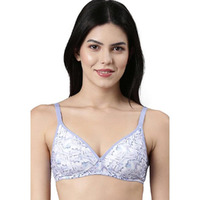 Enamor Womens Cotton Wire Free Casual T-Shirt Bra (A039_Lilac Marble Print