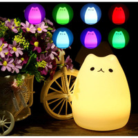 NYRWANA Night Lamp for Bedroom, Cute Lamp, Night Lamp for Kids, Silicone Lamp, Cute Night Lamp, Birthday Gifts, Lamp for Kids, Light Lamp, Rakhi for Brother, Rechargeable, Cat Lamp (Multicolor)
