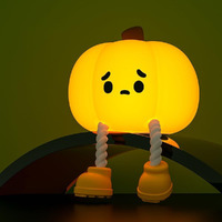 NYRWANA Night Lamp for Bedroom, Cute Lamp, Light Lamp, Night Lamp for Kids, Cute Night Lamp, Silicone Lamp, Birthday Gifts, Kids Room Decor, Rakhi for Brother, Rechargeable, Pumpkin Lamp (Yellow)