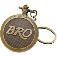 MALKIN Bro Embossed Pocket Watch Keychain | Birthday Gift For Brother Special | Birthday Gift For Brother | Gift For Brother Birthday Unique Gift | Rakhi Gift For Brother | Alloy Steel, Bronze