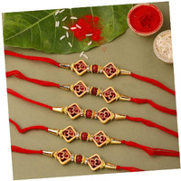 Collectible India 5 Rakhi For Brother Bhai Combo Set - Rakhi For Brother and Bhabhi - Rakhi For Brother Kids - Rakshabandhan Gift Card/Om Rakhi/Rakhi Gifts, (RAKHI110)
